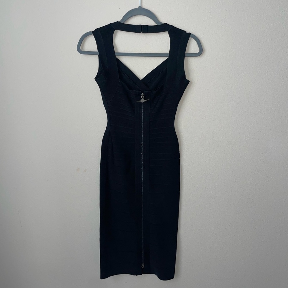 Authentic Herve Leger Black Bodycon Dress XS - Picture 3 of 6